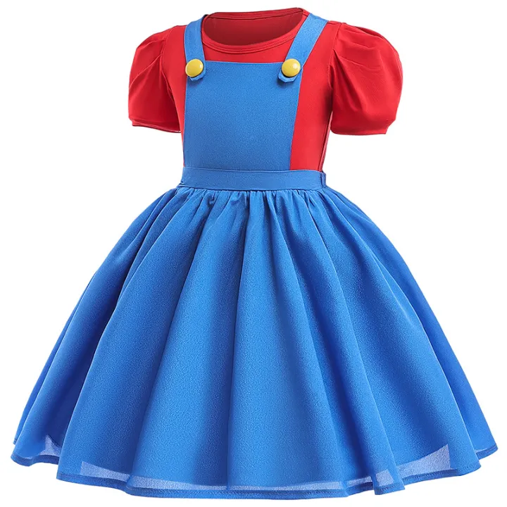 Super%20Bros%20Stage%20performance%20movie%20cosplay%20girls%20puff%20Sleeve%20Top+Dress%20Girl%20Halloween%20Birthday%20Party%20Cosplay%20-%20Image%205