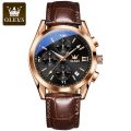 O'levs Men Leather Analoge Quartz Fashion Watch for Men. 