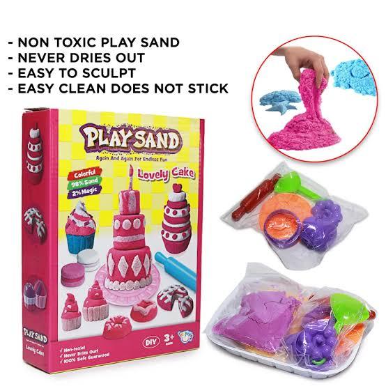 PLAY SAND LOVELY CAKE STYLE 500 GM WITH MOLD - Toys Galley