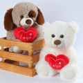 23CM Cute Heart Bear Dog Plush Toys Red Heart Print Love Creative Animal Stuffed Doll For Lovers Valentine's Day Gift. 