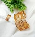 Bangle And  Ring Set Gold Color Adjustable Size. 