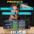 Bluetooth Home Audio Amplifier System-Upgraded 2 Channel 300 Watt Wireless Home Audio Sound Power Stereo Receiver w/USB, Micro SD, Headphone,2 Microphone Input w/Echo, Talkover for PA. 