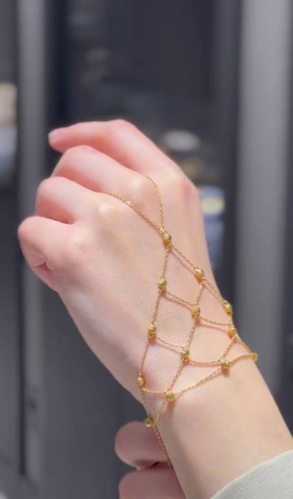 golden finger ring bracelet for women and girls