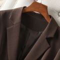Brown Blazer for Women Spring and Autumn Workplace Style Versatile Casual, Long-Sleeved Small Suit Jacket. 