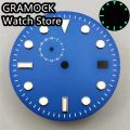 GRAMOCK 29mm Black Green Blue Sterile watch dial green Lumious fit NH37A Automatic movement Watch replacement parts. 
