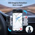 Mobile phone holder for car, air outlet, gravity sensor, riangle gravity, matte simplicity, solid, metal material.