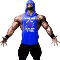 Summer men's cool printed pattern fitness sweat absorbing cool and fashionable gym muscle tight fit comfortable hooded vest.