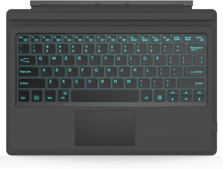 MoKo Type Cover Fit Microsoft Surface Pro 7 Plus/Pro 7/ Pro 6/ Pro 5/Pro 4/Pro 3, Ultra-Slim Wireless Bluetooth Tablet Computer Keyboard with Trackpad, 7-Color LED Backlit, Rechargeable Battery, Gray