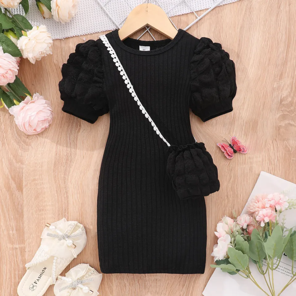 2024 Midi Dress Kids Girl Clothes Summer Short Sleeve Baby Girl Bodycon Dress Party Wrap Tight Children Dresses 3 4 5 6 7 8 Year Daraz .np