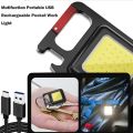 (Imported) Mini LED Keychain Flashlights Multifunctional Portable COB Work Light USB Charging Camping Lamp Outdoor Torch Fishing Lantern.