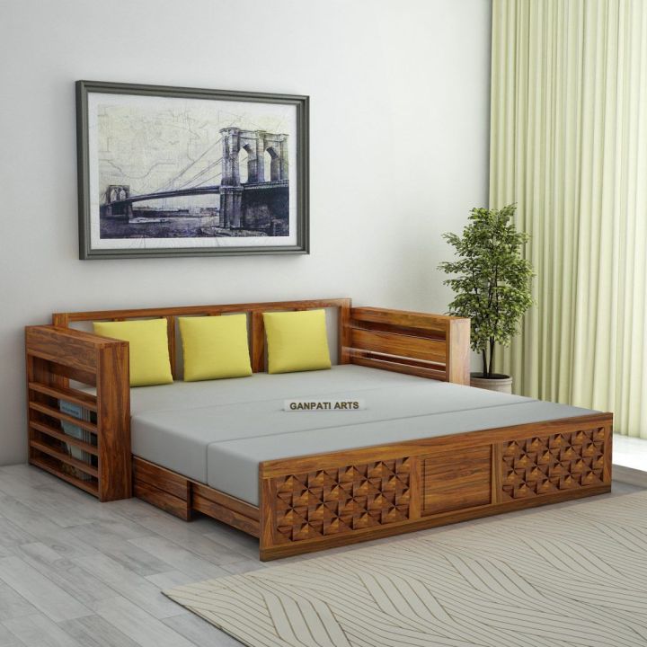 sofa cum bed pure solid sheshom wooden