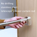 Adjustable Stainless Steel Shower Curtain Rod Clothes Drying Rack No-Drill Telescopic Pole for Laundry Room Bathroom. 