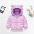 Children's Cotton Coat Baby Cartoons Down Jacket Boys Hooded Colthing Girls Warm Winter Clothes Toddler Kids Outerwear 0-5Y. 