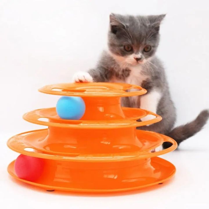 3 Levels Cat Plate Toy Tower Tracks Pet Kittens Interactive Intelligence Training Amusement Plate Tower Pet