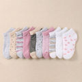10 Pairs Adorable Kid's Socks - Comfortable Socks Suitable for Boys and Girls, Featuring Stripes and Heart-Shaped Patterns. 