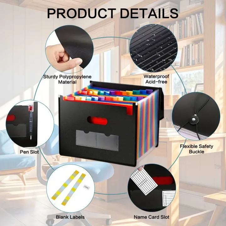 STONEGO%20Accordion%20Bag%2013/25%20Grid%20Three-side%20Sealed%20Flap%20Folder,%20Office%20Document%20Storage%20Bag,%20Durable%20and%20Waterproof%20Design%20-%20Image%203