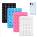 Silicon Suction Pad Phone Holder Self-Adhesive Rubber Suction Mobile Holder Silicone Suction Phone Case - Suction Cup Phone Holder | Sticky Phone Grip Mount With 24 Suction Cups | Anti-Slip Suction Phone Case Mount For Shower mirror Silicone Mobile Stand. 