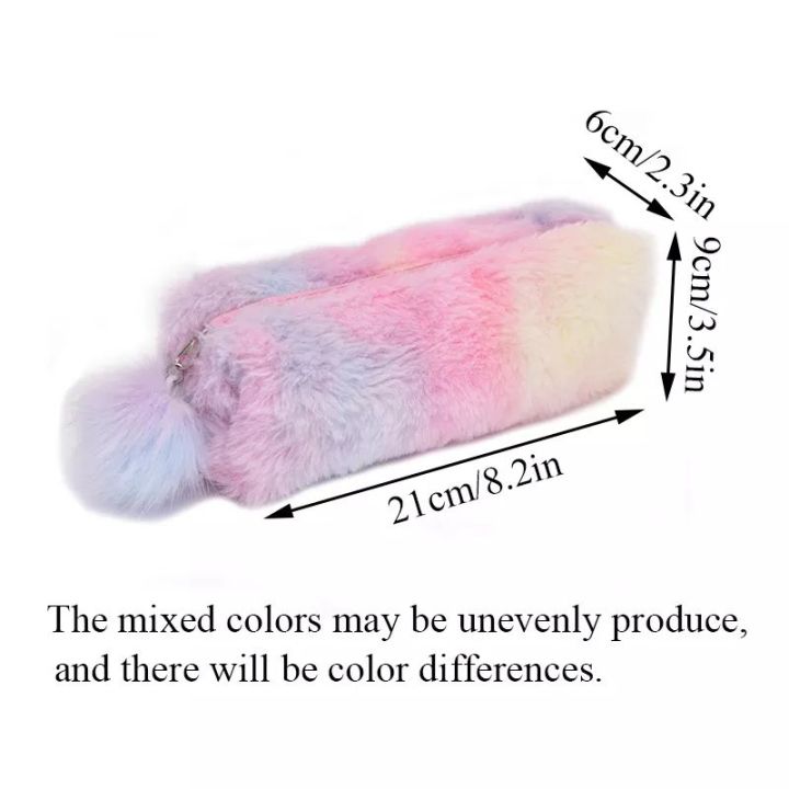 Pencil%20Case%20Pouch%20Plush%20Fluffy%20Faux%20Fur%20Korean%20Cute%20Kawaii%20School%20Stationery%20Makeup%20Pouch%20Rabbit%20Fur%20Ball%20Rainbow%20-%20Image%203