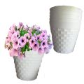 5 Pcs Flower pots diameter 20cm height 18cm / Diamond design high quality plastic pots white color. 