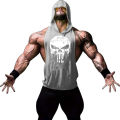 Fashionable and trendy men's summer personalized printed gym exercise and leisure comfortable and refreshing hooded vest. 