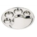 Stainless Steel Round Bhojan Thali Set Of 6 Psc (Khande Thali). 