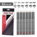 12pcs/set Drawing Pencil Pre-sharped Metal Box Packed 2H-8B Graphite Pencil Set for School Office Stationery Art Sketch Supplies. 