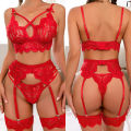 Sexy Erotic Lingerie Women Bra And Panty Garters 3pcs See Through Lingerie Sets Sexy Women's Underwear Set Female Sexy Costumes. 