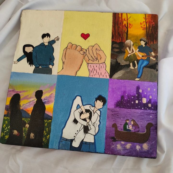 8x10 canvas painting.. handmade painting.. couple painting