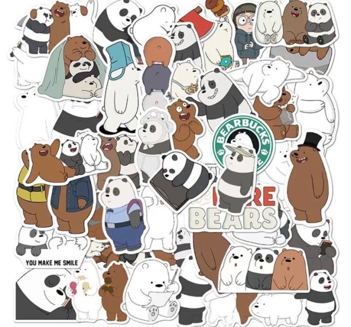 25PCS white, Grey and brown cute teddy bear stickers