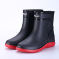 Midtube Rain Boots for Men Fashionable Construction Site Non-slip Rubber Shoes Summer Fishing Girdle Waterproof Mens Water Boots. 