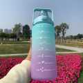 1pc Gradient Frosted Water Bottle With Handle Outdoor Portable Straw Cup. 