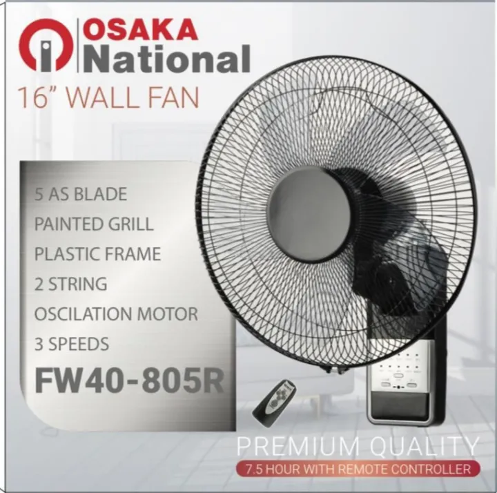 Remote Wall Fan 5 Blade 16 inch