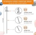 Sword  Shape Fruit Sticks Cocktail Pick Stainless Steel Bar Tools Drink Stirring Sticks Martini Picks Party Wedding Accessory. 