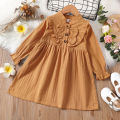 1-6 Years Kid Girls Dress Solid Long Sleeve Fashion and Casual Korean Dress Spring&Autumn Toddlers Girls Daily Versatile Clothes. 