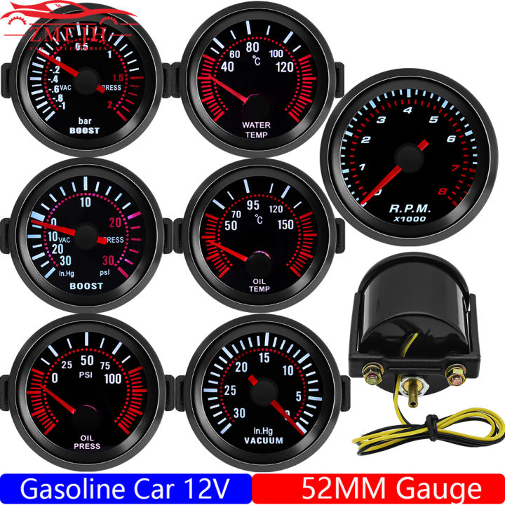 Universal%20Gasoline%20Car%202"%2052MM%20Tachometer/Water%20Temperature/Oil%20Temp%20Meter/Boost%20Meter%20PSI%20Bar/Oil%20Pressure%20Gauge%20Voltmeter%2012V%20-%20Image%202