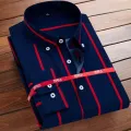 M-5XL Men's Casual Shirts with Classic Black and White Striped Design Plus Sizes Long Sleeve Shirts for Casual Social Settings. 