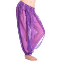 Chiffon Belly Dance Harem Pants Arabic Halloween Lantern Shiny Sequins Pants Fancy Pants Bloomers Trousers For Dancing Women.