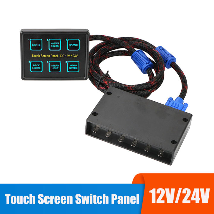 24V 12V Switch Panel 6 Buttons LED Touch Screen Car Light Toggle Relays ...