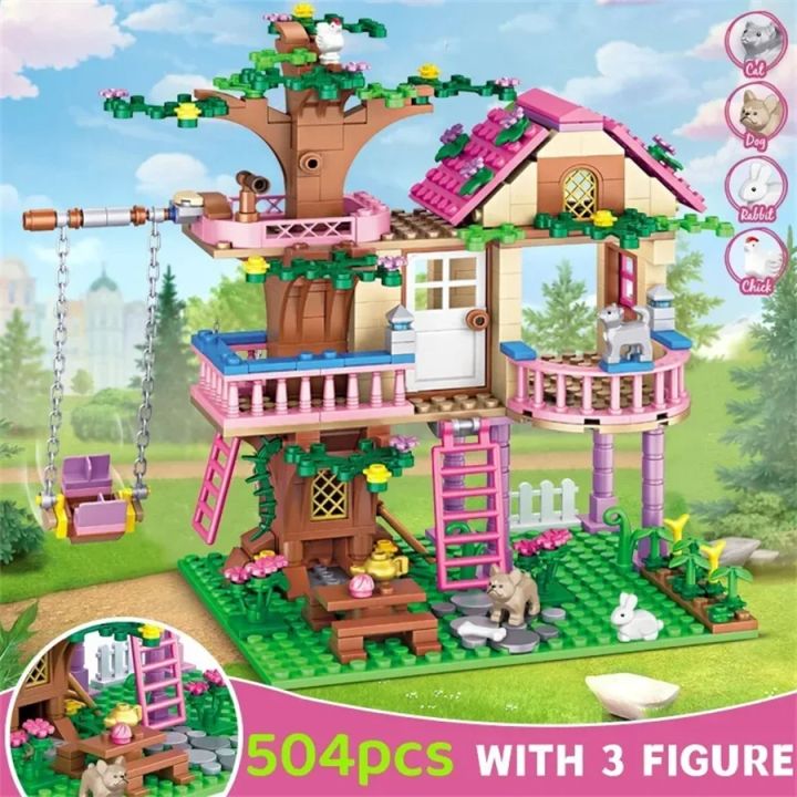 Friends City Tree House Summer Holiday Villa Castle Building Blocks Sets Garden Model DIY Toys Kids Girl Boy Child Birthday