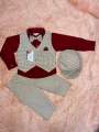 Party dress set for 6 month to 7 years baby boy 5 pcs set ( full shirt , full pant , vest , cap Nd bow tie ). 
