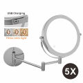 8 inch Wall Mounted Makeup Mirror 5/7/10X Magnifying Double Side Folding Arm Extend USB Charging Bathroom Smart Cosmetic Mirrors.