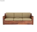 Marriott Wooden Sofa Set in 3+2+1 Seating (Honey Finish, Irish Cream). 