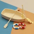 Funny Plastic Fishing Boat Model Mini Simulated Dollhouse Ornaments Bagged Miniature Fishing Boat Set Children.