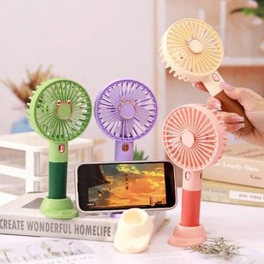 Portable Mini Rechargeable Handheld Fan with Stand – USB Charging, Adjustable Speeds, Compact and Travel-Friendly