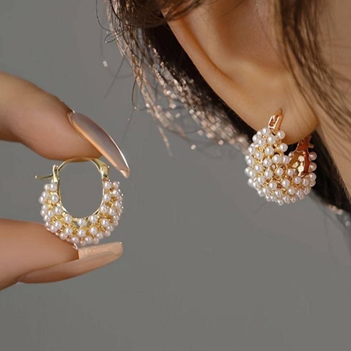 Dazzling Artificial Pearl Earrings Premium Luxury Design Timeless Elegance for Fashionable Ear Accent Is Suitable for Daily Wear