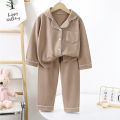 Children Cotton Underwear Set Boy Baby Clothe Girl Button Down Sleepwear Loungewear Spring Fall Kid Long Sleeve Pajama 2pcs Suit. 
