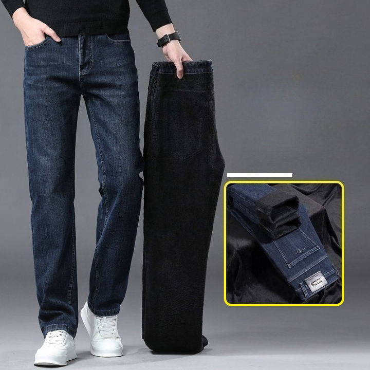2025%20Winter%20New%20Fleece-lined%20Thickened%20Men's%20Jeans%20Stretch%20Slim%20Straight%20All-Matching%20Warm%20Velvet%20Thicken%20Thermal%20Denim%20Pants%20-%20Image%202