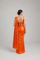 Orange-Brown Plain Diamond Satin Silk Saree. 