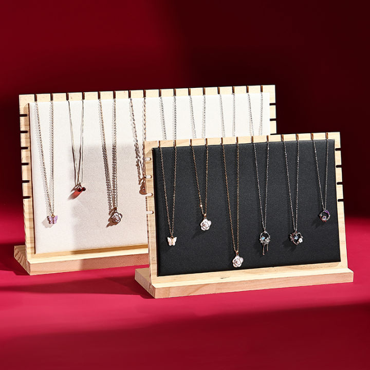 Fashion%20Bamboo%20Wood%20Square%20Necklace%20Display%20Stand,%20Premium%20Bamboo%20Material%20with%20Velvet%20&%20Leather%20Surface,%20Scratch-Protection%20Jew%20-%20Image%205