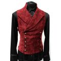 Mens Double Breasted Gothic Steampunk Velvet Vest Men Stage Cosplay Prom Costume Mens Vest. 